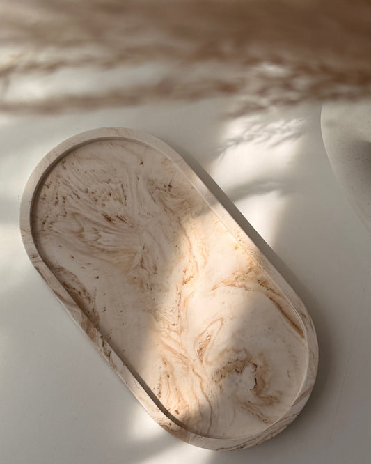 Brown Marble Oval Tray